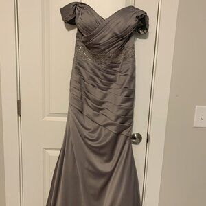 La Femme formal long off the shoulder dress grey/silver size 6